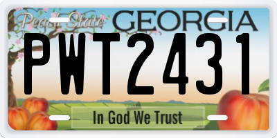 GA license plate PWT2431