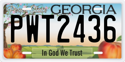 GA license plate PWT2436