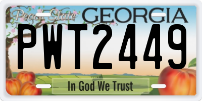 GA license plate PWT2449