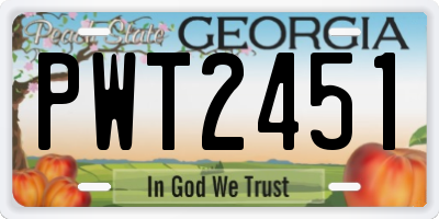 GA license plate PWT2451
