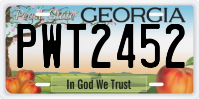 GA license plate PWT2452