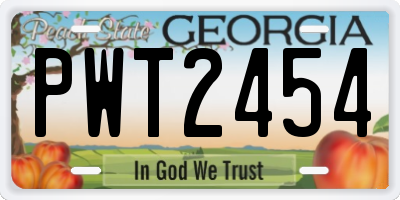 GA license plate PWT2454