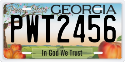 GA license plate PWT2456