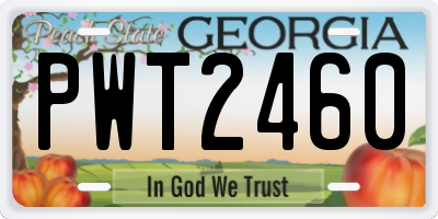 GA license plate PWT2460