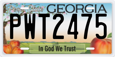 GA license plate PWT2475