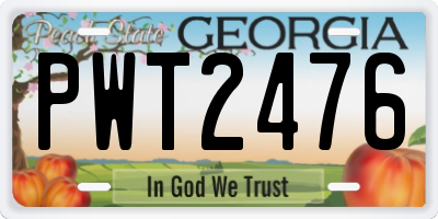 GA license plate PWT2476