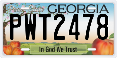 GA license plate PWT2478