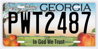 GA license plate PWT2487