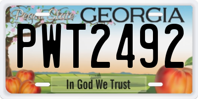 GA license plate PWT2492