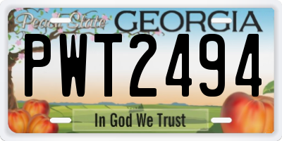 GA license plate PWT2494