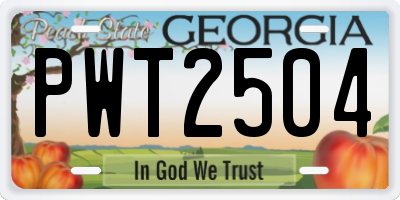 GA license plate PWT2504