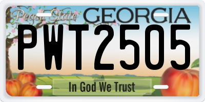 GA license plate PWT2505