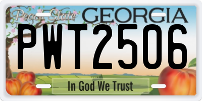 GA license plate PWT2506