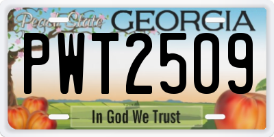 GA license plate PWT2509