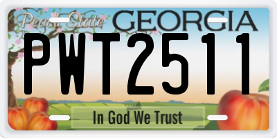 GA license plate PWT2511