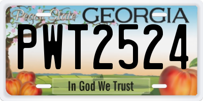 GA license plate PWT2524