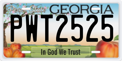 GA license plate PWT2525