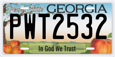 GA license plate PWT2532