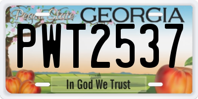 GA license plate PWT2537