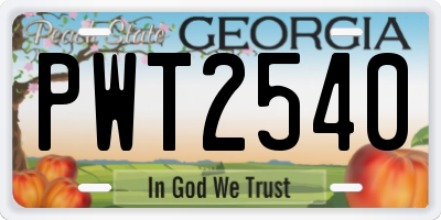 GA license plate PWT2540