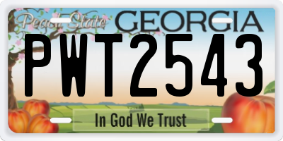 GA license plate PWT2543
