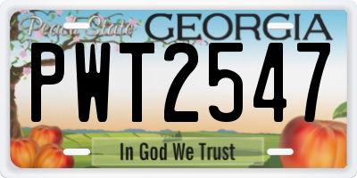 GA license plate PWT2547