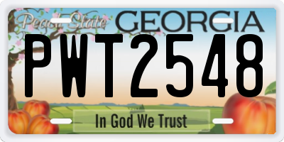 GA license plate PWT2548