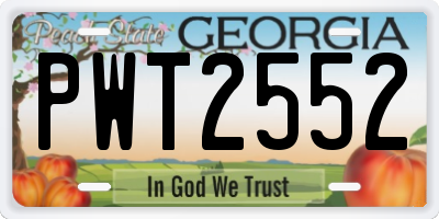 GA license plate PWT2552