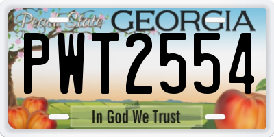 GA license plate PWT2554