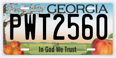 GA license plate PWT2560