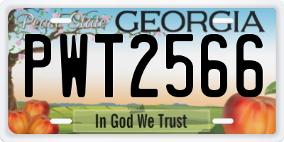 GA license plate PWT2566