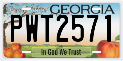 GA license plate PWT2571