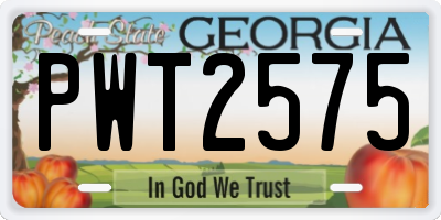 GA license plate PWT2575