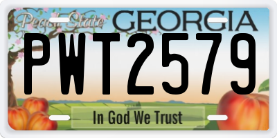 GA license plate PWT2579