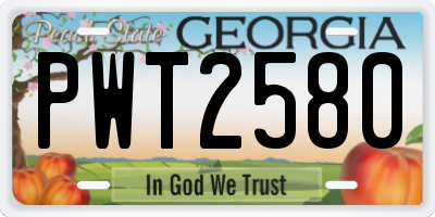 GA license plate PWT2580
