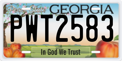 GA license plate PWT2583