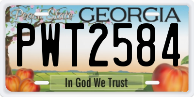 GA license plate PWT2584