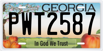 GA license plate PWT2587