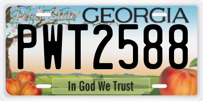 GA license plate PWT2588