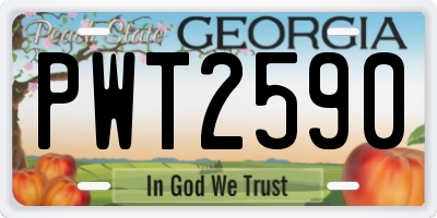 GA license plate PWT2590