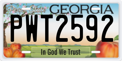 GA license plate PWT2592