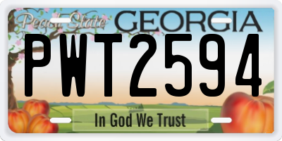 GA license plate PWT2594