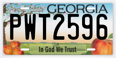 GA license plate PWT2596
