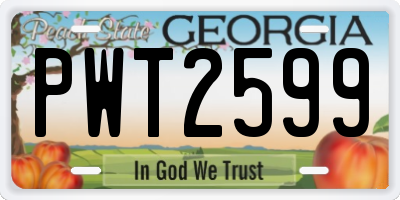 GA license plate PWT2599