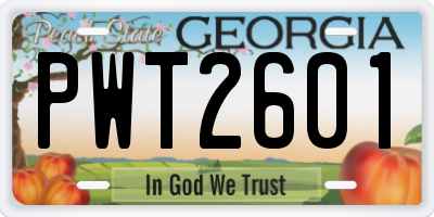 GA license plate PWT2601