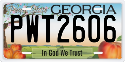 GA license plate PWT2606