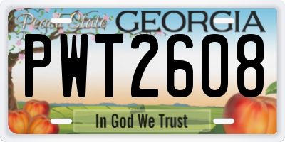 GA license plate PWT2608