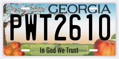 GA license plate PWT2610
