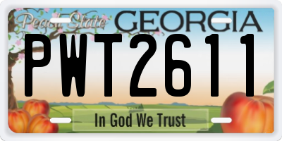 GA license plate PWT2611