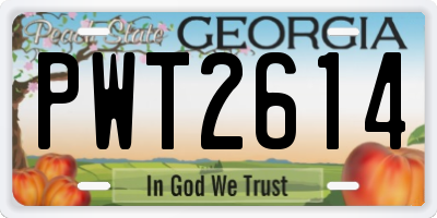 GA license plate PWT2614